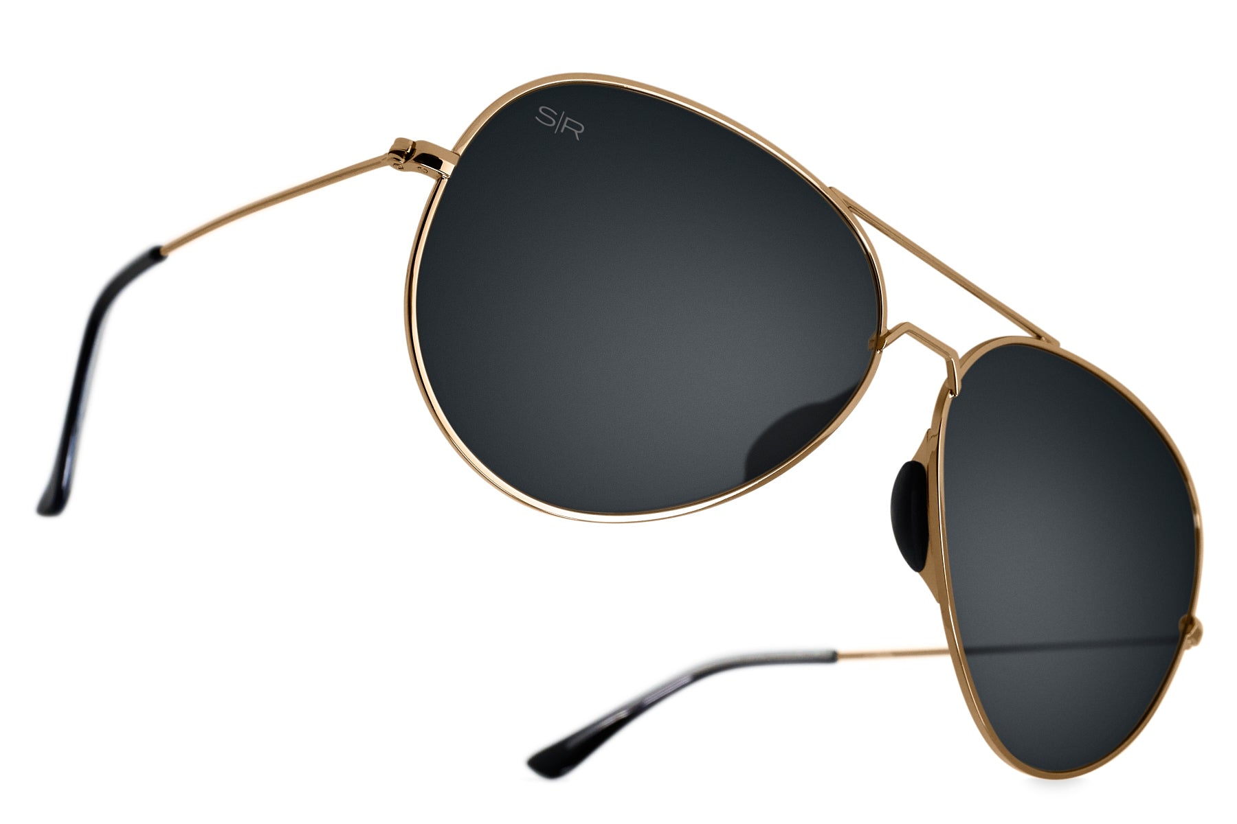Tangle Free Aviator   Black Gold Polarized